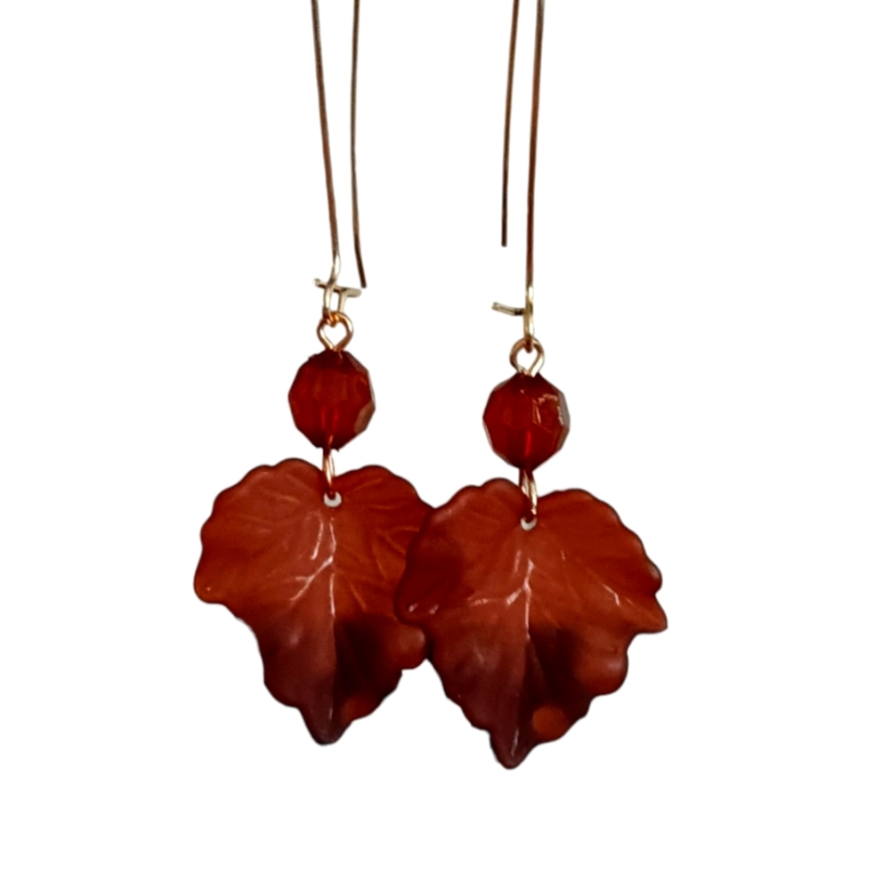 Brown Maple Leaf Earrings